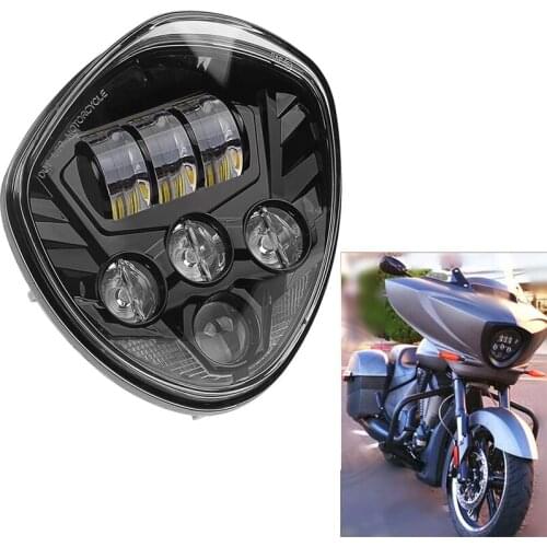 Black /Chrome Angel Eye LED Headlight For 10-16 Victory Motorcycle Cruisers Cross Road Country
