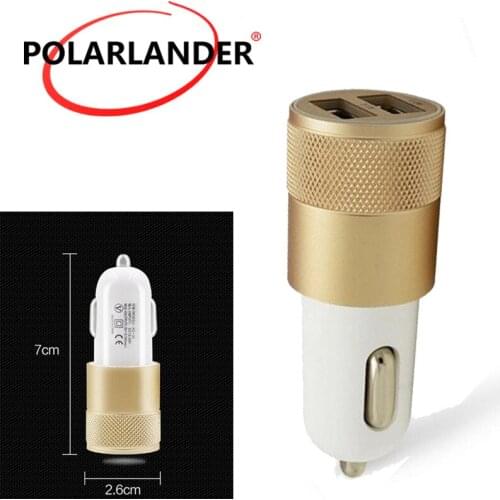 Black Silver Golden Universal Car Charger Adapter Car Cigarette Lighter Mini Aluminium Dual USB 3 Colors to option