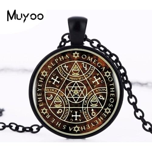 2017 Sigil Magic WICCA Pendant Choker Statement Round Necklace For Women Dress Accessories Glass Cabochon Pendants Jewelry HZ1