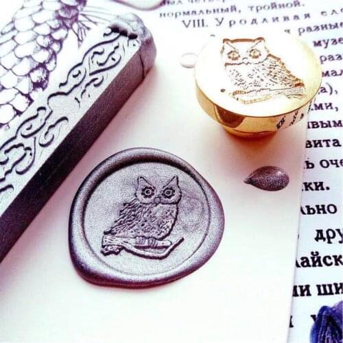 Cute owl in branch Wax Seal Stamp owl wax seal stamp cuew owl wax seal stamp owl wax sealing wedding wax stmp box set