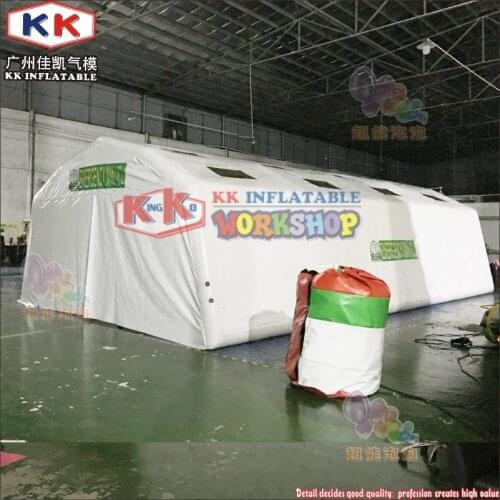 Airtight inflatable PVC medical tent, Red Cross printed inflatable tent, inflatable rescue tent with PVC floor