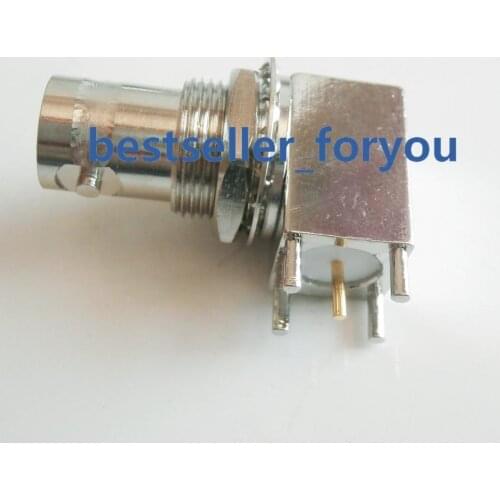 10Pcs BNC Q9 Female Jack With Nut Bulkhead Right Angle PC Board PCB Mount RF Connector