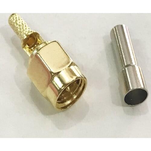 10pcs SMA Plug Male Windows Crimp Straight Adapter for RG178 RG316 RG174 LMR100 cable Connector