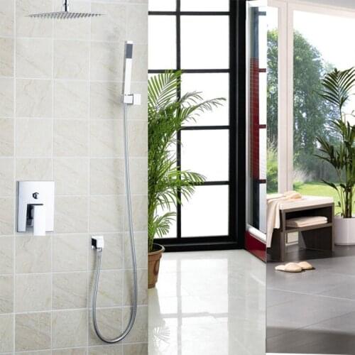 2017 Bathroom Torneira Ultrathin 8 inch Square Rainfall Handheld Shower Head Set Tap Mixer Faucet Shower sets Cold and Hot Mixer