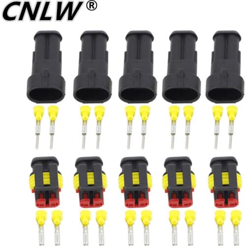 5 Sets 2 Pin AMP 1.5 Connectors,DJ7021-1.5 Waterproof Electrical Wire Connector Plug, Xenon lamp connector Automobile Connectors