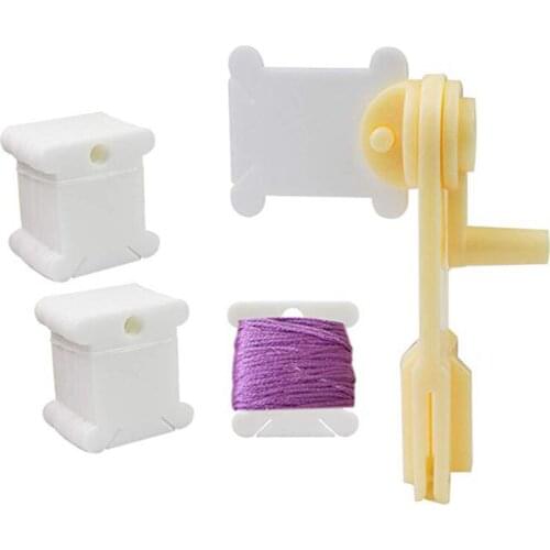50Pcs Plastic Floss Bobbins with Floss Winder for DIY Sewing Embroidery Floss Card Organizer Cross-Stitch Craft Thread Holder