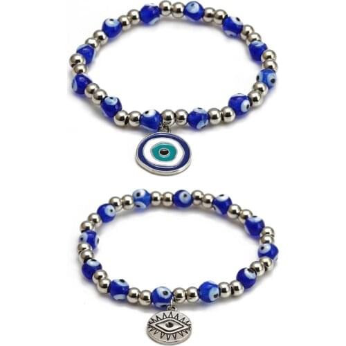 83XC Evil Eye Ankle Bracelet Evil Eye Bead Chain Lucky Kabbalah Protection Amulet Bracelet Turkey Blue Cyan Eye Bracelet