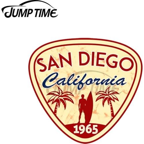 JumpTime 13 x 8.8cm San Diego California Surfing Ocean Beach Car Stickers Sunscreen Waterproof Auto Windows Bumper Car Protector