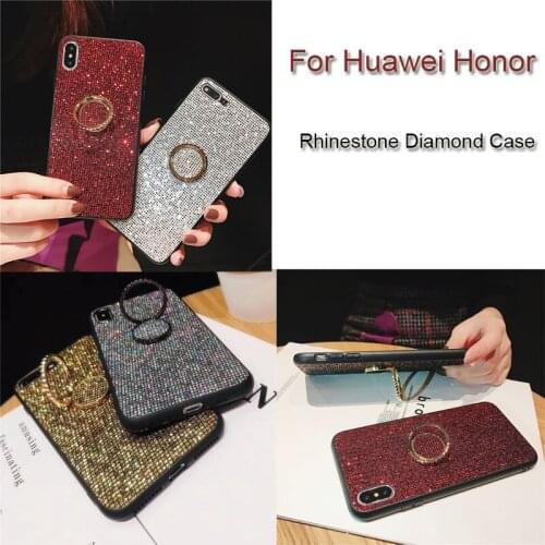 TPU Silicone Soft Rhinestone Diamond Stand Holder Case For Huawei Honor Mate 30 20X Nova 5i 5 Pro P20 9 P10 Lite 20 Y9 2019 Case