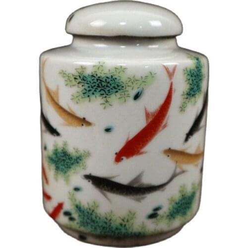 Jingdezhen porcelain collection of famille rose, fish, and pattern jar