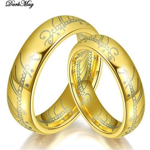 DarkMag 2020 Midi Stainless Steel One Ring of Power Gold Color Wedding Ring Lovers Women Men Fashion Jewelry Wholesale