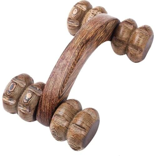Wooden Handheld Massager,Back Massage Tool,4 Roller Massager,Yoga Round Massage Stick,to Relieve Muscle Soreness