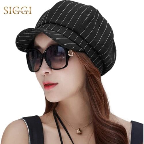 FANCET Casual Spring Newsboy Caps Hats For Women Striped Print Cotton Elegant Adjustable Summer Berets Hats Girls UPF50+ 89046