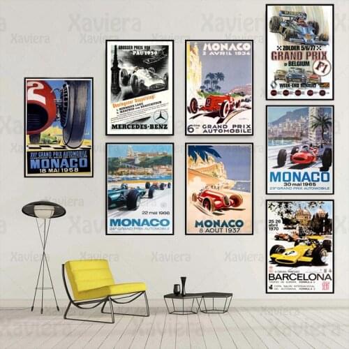 Vintage Poster Wall Art Canvas Painting Grand Prix Super Racing 2006 Monaco Circuit 64Th Motor Boy Room Decoration Print Picture