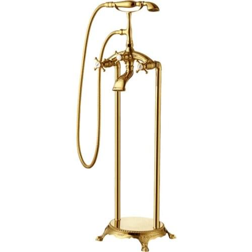 Gold colour faucets classic freestanding bath mixer bathtub taps