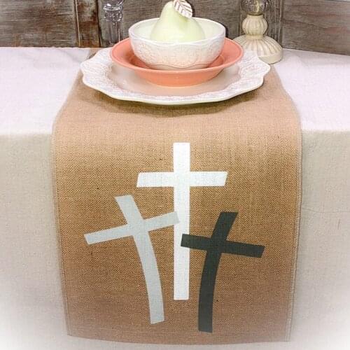 Cross Table Runner Christening Baptism religion church rustic wedding Confirmation First 1st Holy Communion Easter decoration