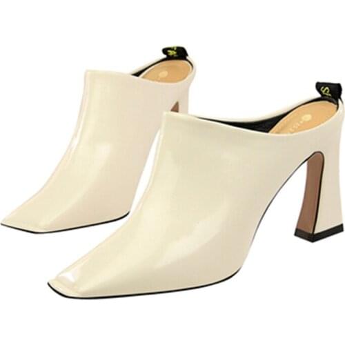 High heel slippers for women in the summer of 2021 fashion outside wearing square toe sandals with thick heels