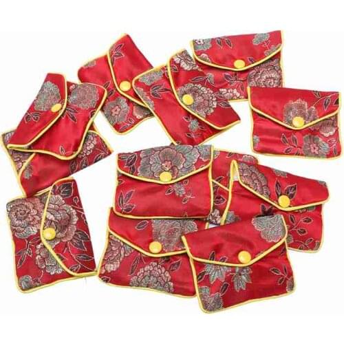 Kili 12 In 1 Small Jewelry Box Jewelry Red Jewelry Bag Embroidered Silk Cloth Bag Coin Purse