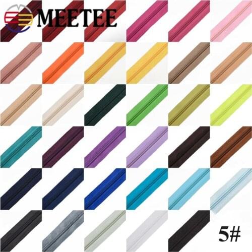 Meetee 5# 5/10meters Nylon Zipper +Pull Sliders for Home Textile Clothing Luggage Bags Quilt Cover Zip Sewing Accessories AP672
