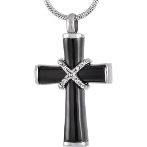 Memorial Jewelry Crystal Cross Cremation Keepsake Urn Pendant Necklace for Ash-Funeral Ash Urn Jewelry