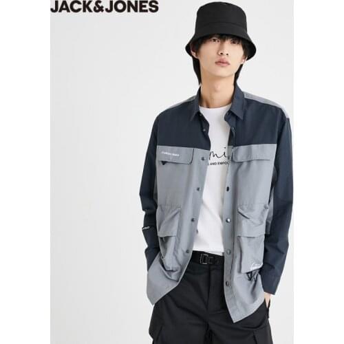 JackJones Mens Loose Fit Contrasting Multiple Pockets Cargo Long-sleeved Shirt | 220305073