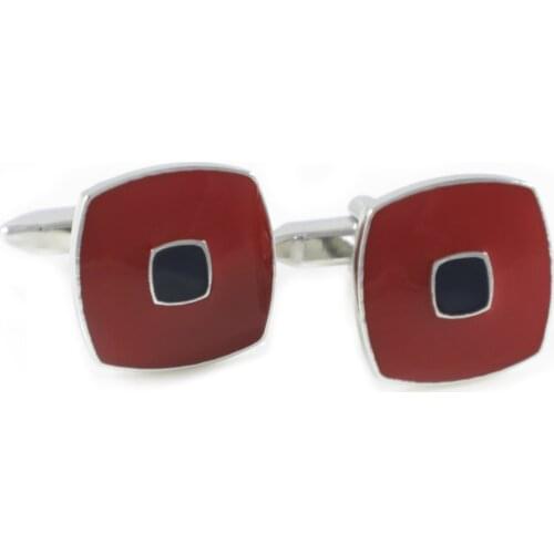 Soft Square Red Enamel With Navy Center Cuff Links Fathers Day Birthday Gifts Cuff Links Wedding Cuff Links