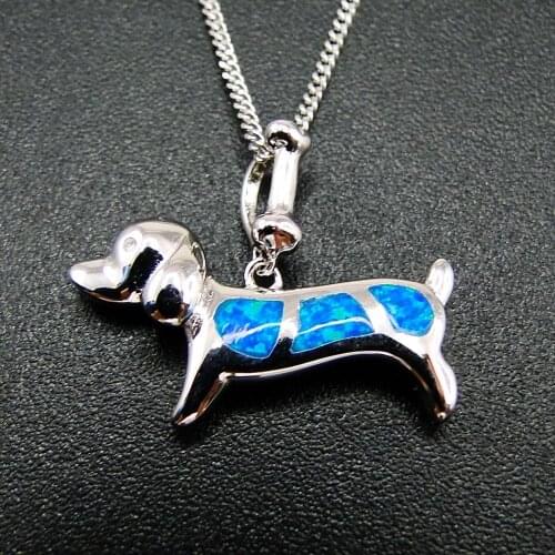 Fire Opal Dog Pendant Necklace in 925 Sterling Silver Womens Pendant Necklace For Gift
