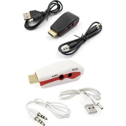 HDMI to VGA Adapter Male to Female Conversion Connector 1080P with 3.5mm audio Cable USB Power Cable for HDTV DVD Tablet Laptop