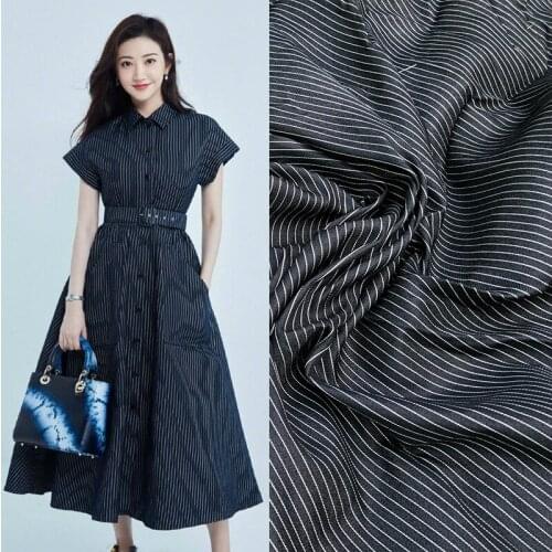 Custom striped polyester fabric cloth 145 cm width thick clothing womens skirt handmade diy fabric custom production wholesale