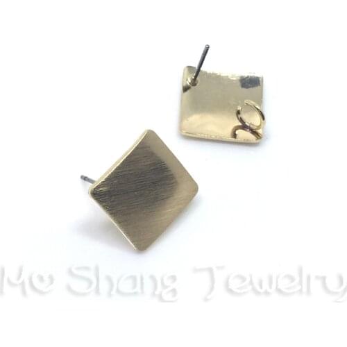 Simple Square Shape Stud Earrings Gold Color High Quality Earrings For Women Best Gift Jewelry DIY Stud Earring