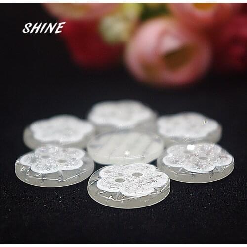 SHINE 200PCs Resin Sewing Buttons Scrapbooking Round Flower Two Holes 15mm Dia. Costura Botones decorate bottoni botoes