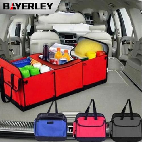 Foldable Multi Compartment Fabric Hippo Car Truck Van SUV Storage Basket Trunk Organizer And Cooler Set Car Trunk Organizer