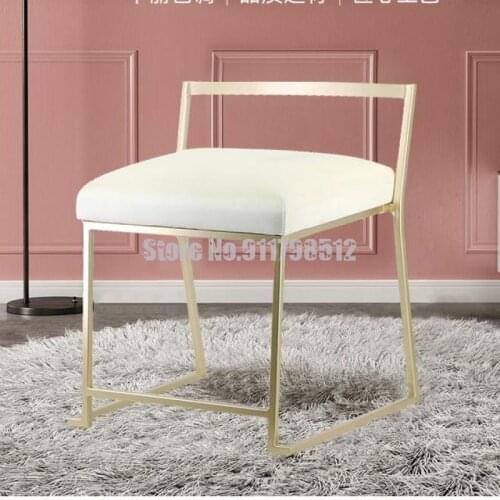 Light luxury dressing stool chair Nordic iron art ins wind backrest fashion creative dining chair bedroom modern minimalist make