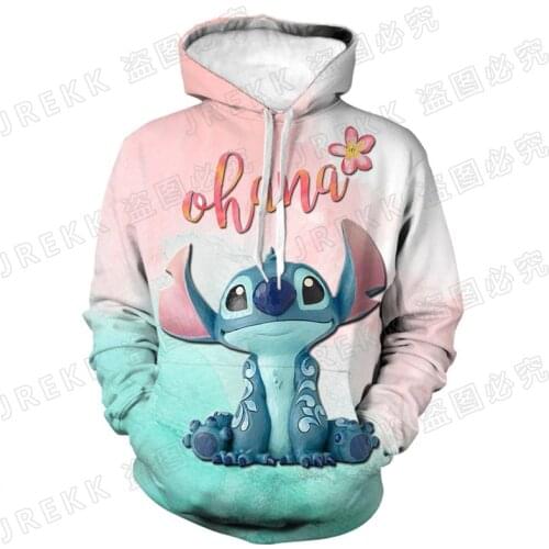 3D print Anime Lilo & Stitch Children Hoodies Spring Autumn Fashion Men Sweatshirts Harajuku Womens' Oversized Hoodie
