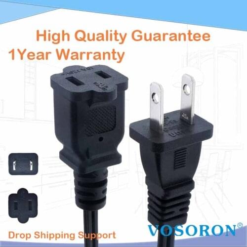 300CM USA Outlet Saver Power Extension Cord Cable 2-prong 2 Outlets Nema 1-15P to Nema 1-15R AC Power Cord Cable
