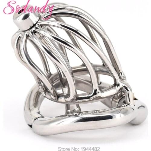 SODANDY 2018 Male Chastity Devices Mens Cock Cage Stainless Steel Penis Restraints Locking Cock Ring with Urethral Catheter