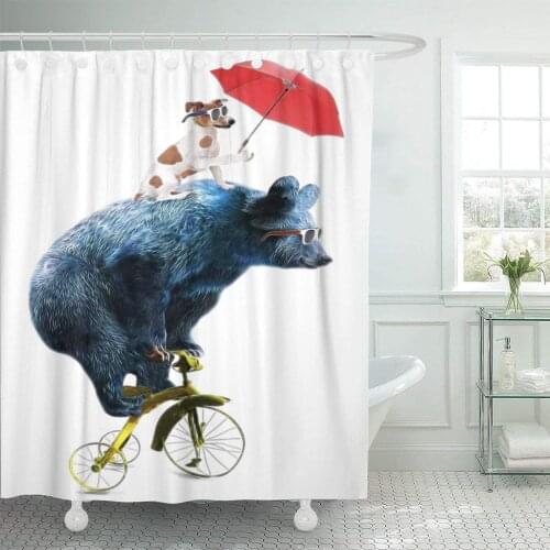 Animal Bear Cycle Circus Show Performance of The Shower Curtain Waterproof Polyester Fabric 72 x 72 Inches Set with Hooks