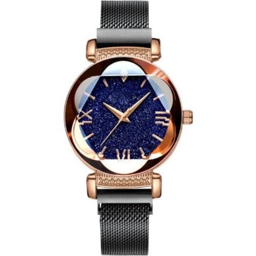 Ladies Magnetic Starry Sky Clock Luxury Women Watches Strap Round Dial Women Pointer Quartz Wristwatch for Dating Elegant Watch