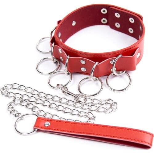Women Sexy Rivet Alternative Metal Slave Leather Collar With Traction Rope For BDSM Bondage Cosplay Club Party Festival Jewelry