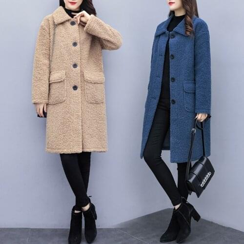 Lamb plush coat female New Winter clothing Large size Women Fashion Imitate Fur Outerwear thick Long sleeve Plush famale jacket