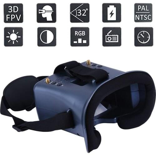 008D PRO FPV Goggle with 5.8GHz 40ch Receiver 3.7V/2000mAh Battery 4.3 inch HD LCD 16:9 for Racing Drone Micro BWhoop Drone