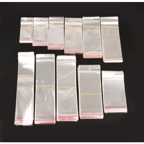 100pcs/pack Kitchen Package Bags 16 Sizes Storage Bags Transparent Self Adhesive Resealable Clear Home Stocked Poly Bags