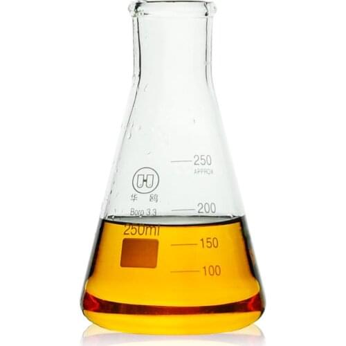 2Pcs 250ml, Erlenmeyer Flask,Lab Borosilicate Glass Conical Bottle Narrow Mouth