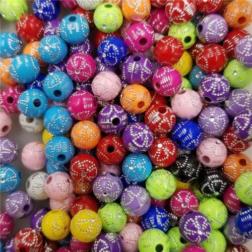 8mm Acrylic Colorful Flower Ball Beads for Jewelry Making Girls Diy Bracelet Perles Loose Round Candy Beads 20Pcs