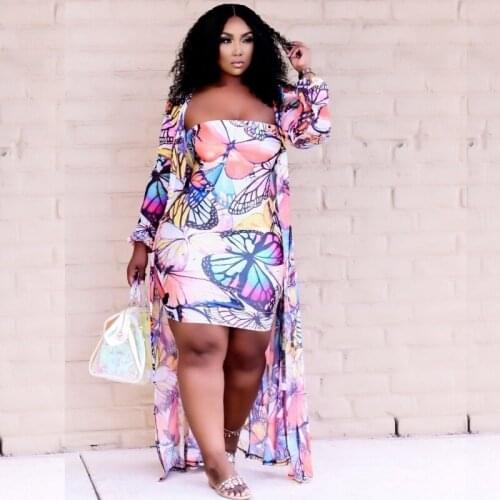 2021 Dashiki Traditional African Clothing Two Piece Set Women Africaine Print Bodycon Dress And Long Sleeve Coat African Clothes