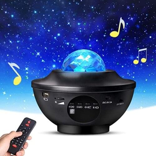 3 In 1 Star Galaxy Projector with Remote Control Music Speaker Rotating Ocean Wave Night Light for Bedroom Wall Home Decoration