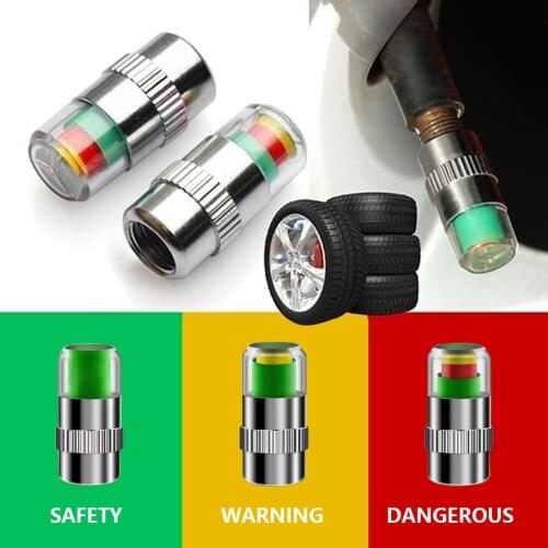 4pcs Car Tire Pressure Gauge Indicator Alert Monitoring Valve Cap Sensor Tire Pressure Indicator External Valve Detection
