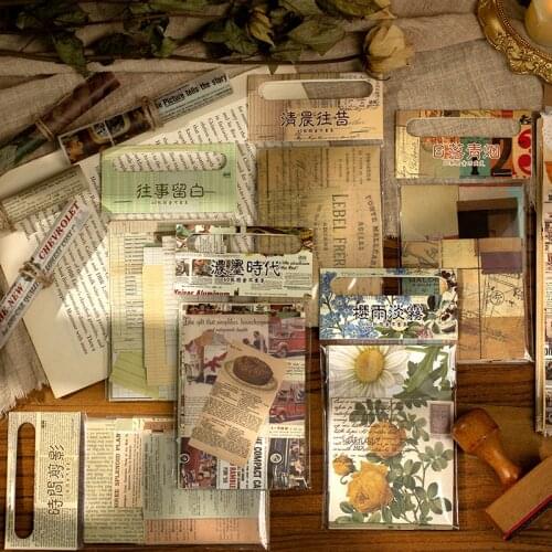 60pcs/lot Literary retro poster Material Paper Junk Journal Planner Scrapbooking Vintage Decorative DIY Craft Paper