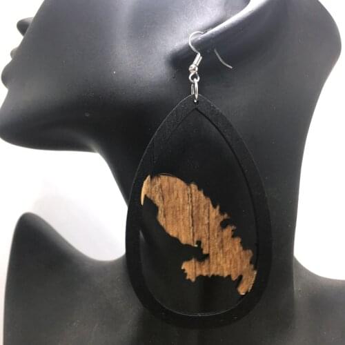 Free Shipping! 8cm France flag Wooden Earrings