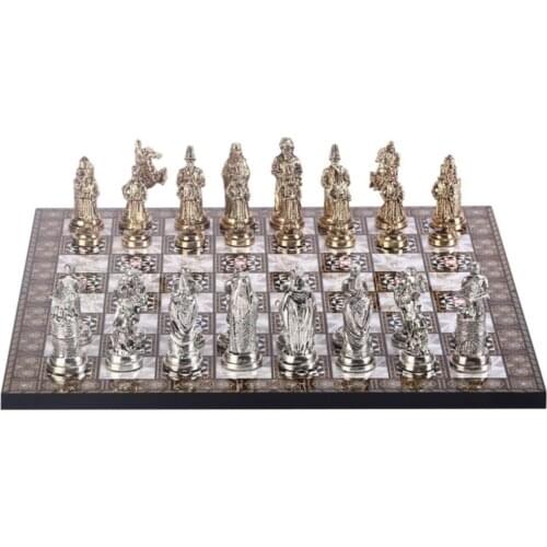 Big size Metal Ottoman Byzantine Chess set Bright And Pearl Board High Quality Elite Product